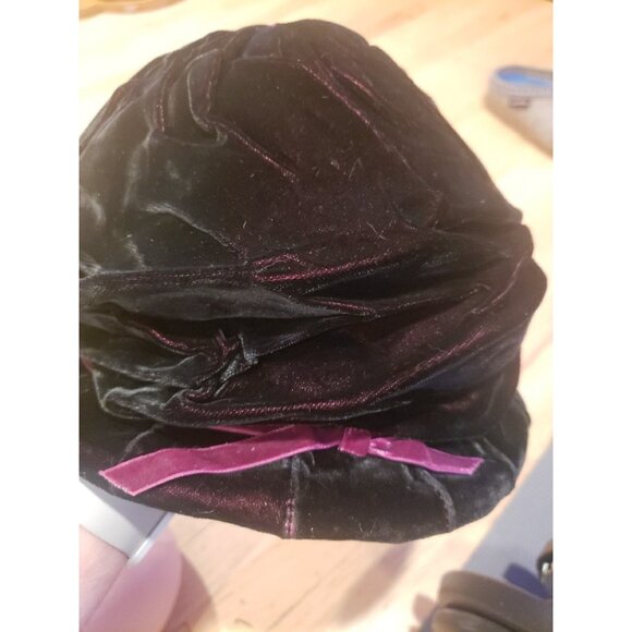 Laura Ashley 1980’s Vintage Cloche Hat Black Purple Velvet Great Britain main image 7